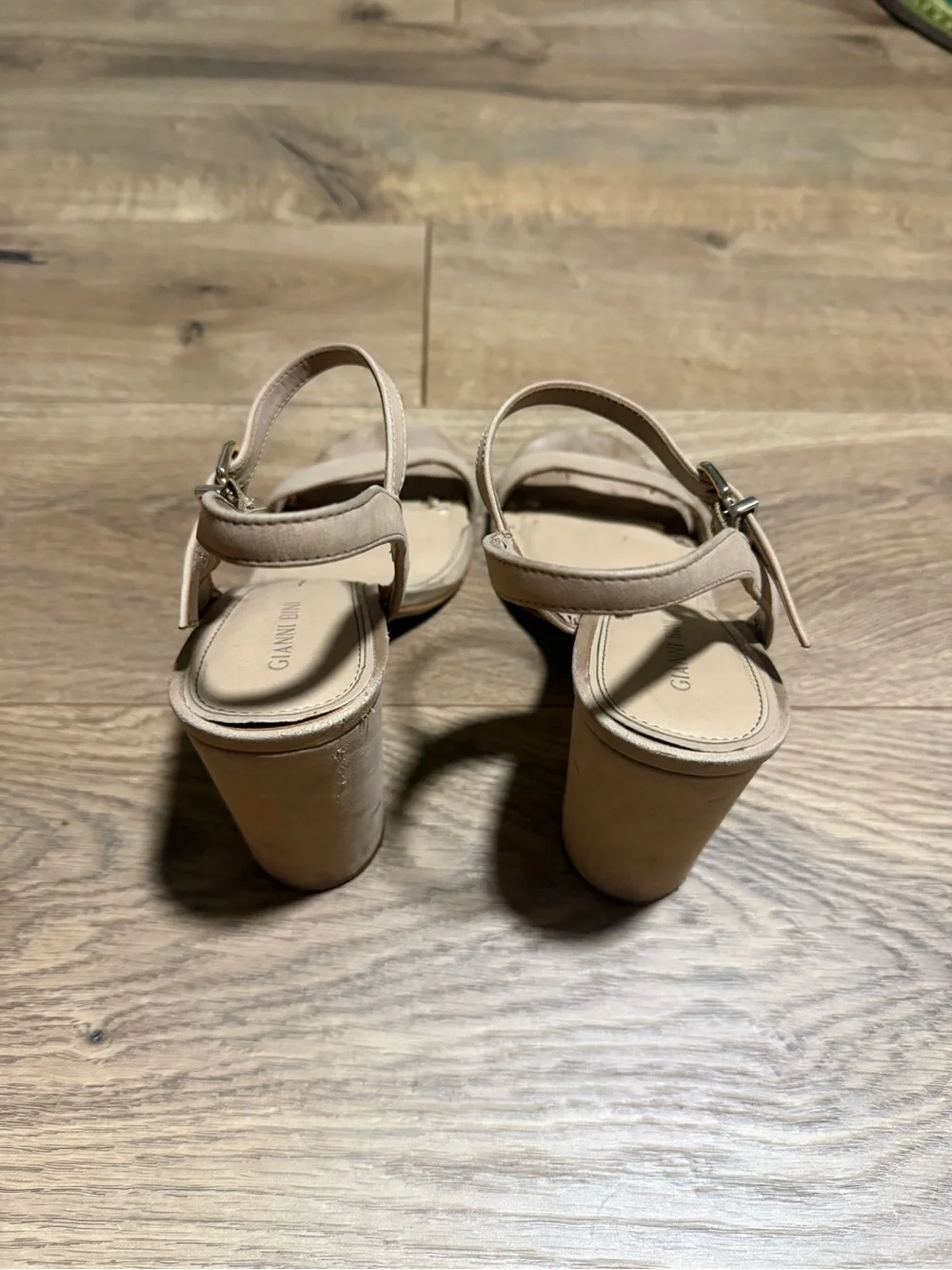 Gianni Bini Blush Beige Open-Toe Slingback Heels
